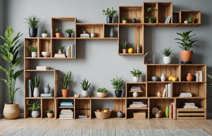 etageres caisses en bois
